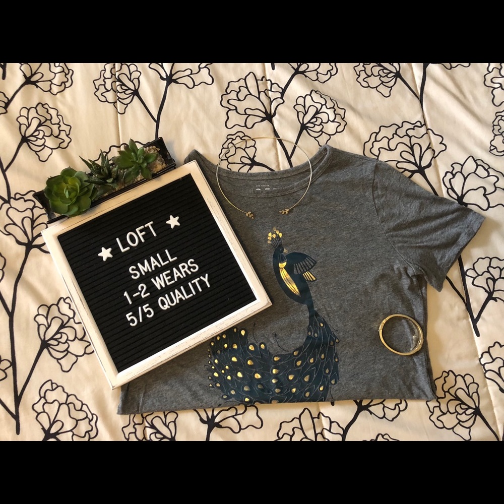 [ LOFT ] Gold Foil Vintage Soft Peacock Tee